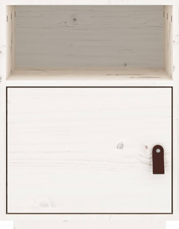 vidaXL Κομοδίνο, λευκό, 40x34x55 cm, συμπαγές πεύκο