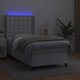vidaXL Κρεβάτι κοντινεντάλ με στρώμα και LED, λευκό οικολογικό δέρμα 90x200 cm