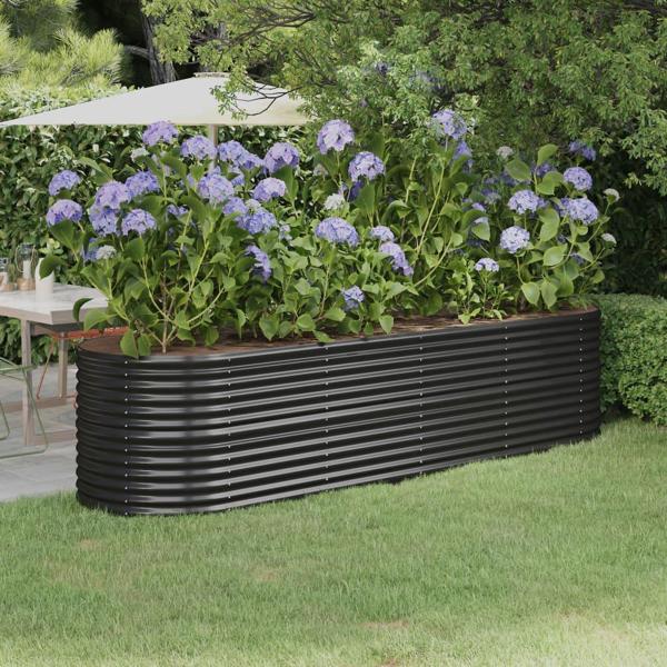 vidaXL vidaXL Donica ogrodowa, malowana proszkowo stal 296x80x68 cm, antracyt