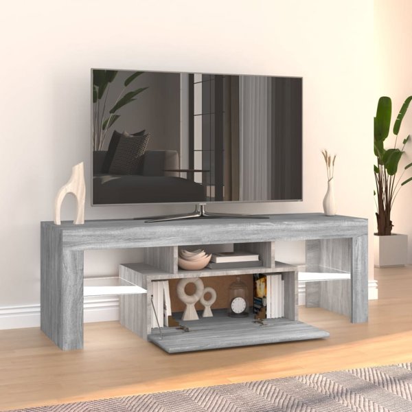 vidaXL Έπιπλο TV με LED, γκρι δρυς sonoma, 120x35x40 cm