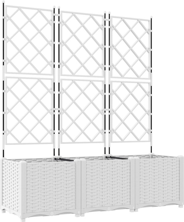 vidaXL Γλάστρα κήπου με πέργκολα 3 τεμ. Λευκό 120x40x143 εκ.