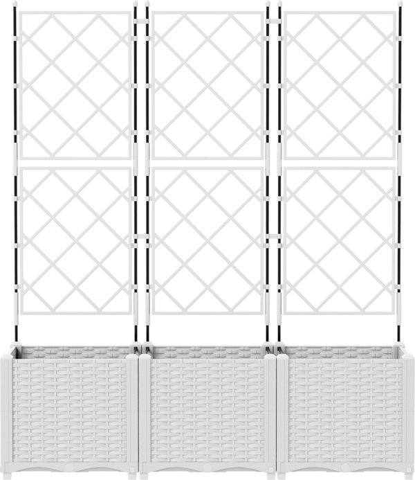 vidaXL Γλάστρα κήπου με πέργκολα 3 τεμ. Λευκό 120x40x143 εκ.