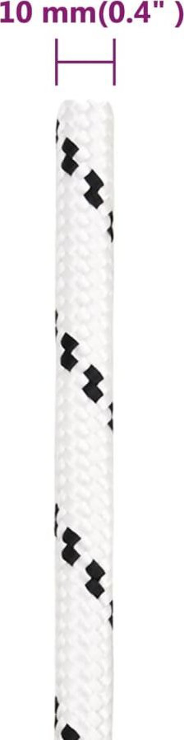 vidaXL Λευκό σχοινί εργασίας, 10 mm, 100 m, πολυεστέρας