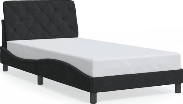 vidaXL Κρεβατοκάμαρα με Κεφαλάρι, Μαύρη, 100x200 cm, Βελούδινη
