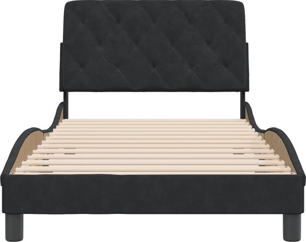 vidaXL Κρεβατοκάμαρα με Κεφαλάρι, Μαύρη, 100x200 cm, Βελούδινη