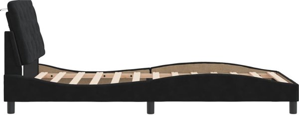 vidaXL Κρεβατοκάμαρα με Κεφαλάρι, Μαύρη, 100x200 cm, Βελούδινη