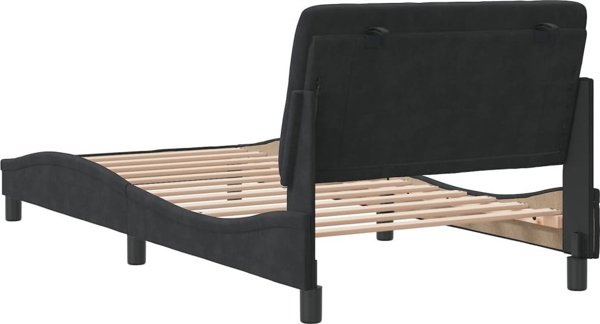 vidaXL Κρεβατοκάμαρα με Κεφαλάρι, Μαύρη, 100x200 cm, Βελούδινη