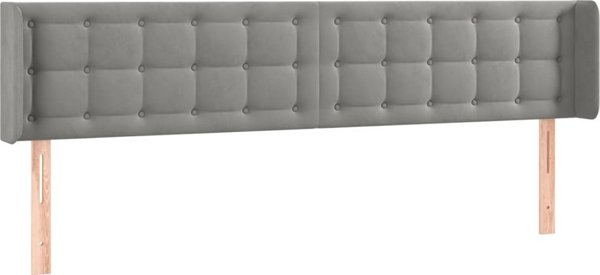 vidaXL Zaglowek do lotka me to LED, jasnoszary, 163x16x78/88 cm, aksamit