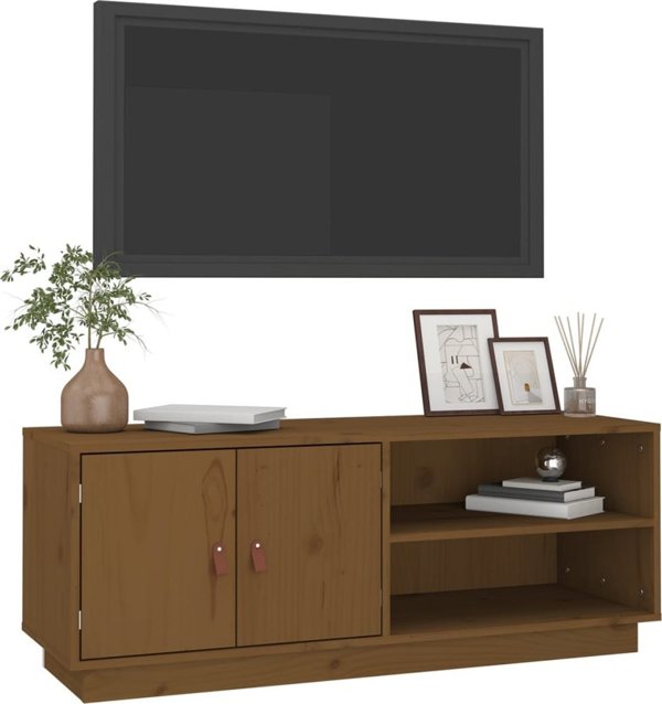 vidaXL Έπιπλο τηλεόρασης, μελί καφέ, 105x34x40 εκ., συμπαγές πεύκο
