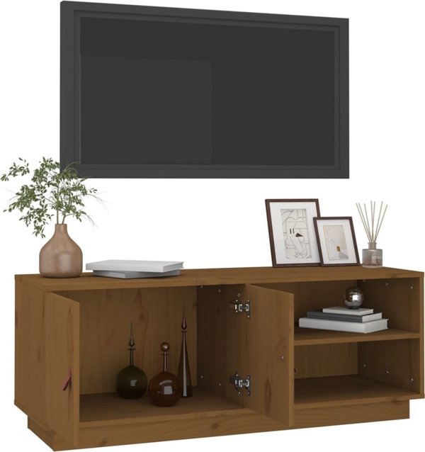 vidaXL Έπιπλο τηλεόρασης, μελί καφέ, 105x34x40 εκ., συμπαγές πεύκο