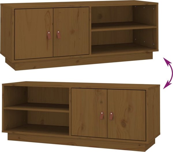 vidaXL Έπιπλο τηλεόρασης, μελί καφέ, 105x34x40 εκ., συμπαγές πεύκο