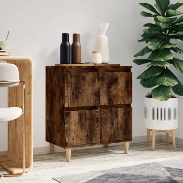 vidaXL Κομοδίνο σε απόχρωση καπνιστής δρυς 60x35x70 εκ., ξυλοπαράγωγο υλικό