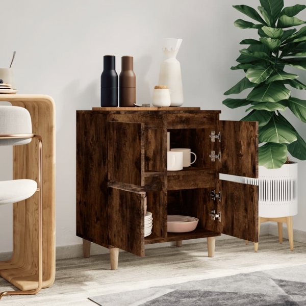 vidaXL Κομοδίνο σε απόχρωση καπνιστής δρυς 60x35x70 εκ., ξυλοπαράγωγο υλικό
