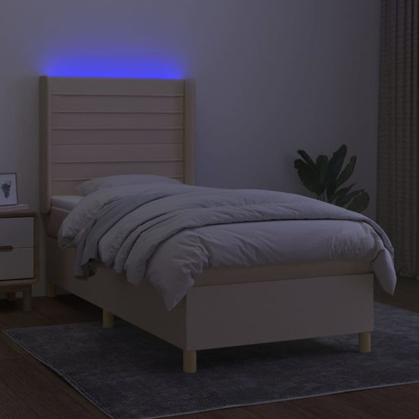 vidaXL Κρεβάτι κλασικό με στρώμα, κρεμ, 90x200 cm, ύφασμα