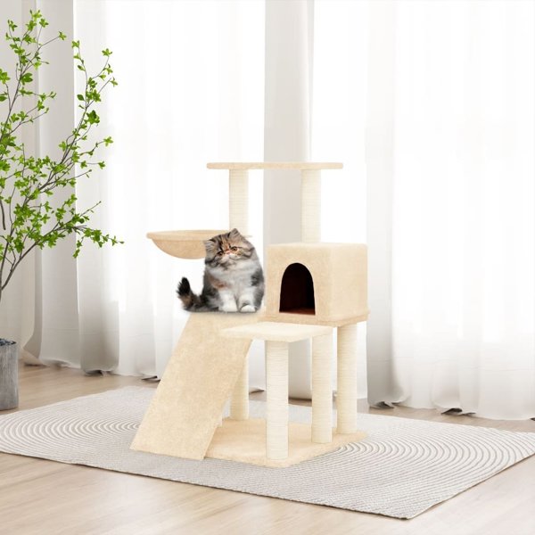 vidaXL Drapak dla kota z sizalowymi slupkami kremowy 82 cm