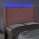 vidaXL Κεφαλάρι κρεβατιού με LED, ροζ, βελούδο, 163x16x118/128 cm