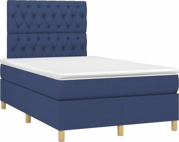 vidaXL Κρεβάτι Continental με Στρώμα, Μπλε 120x200 εκ, ύφασμα