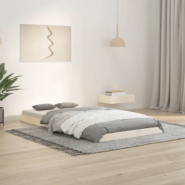 vidaXL Ράμα κρεβατιού, λευκή, 90x190 cm, μασίφ ξύλο πεύκου, μονό