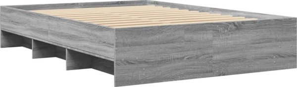 vidaXL Ράμα κρεβατιού γκρι δρυς σονόμα 135x190 εκ. υλικό ξύλου