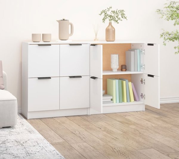 vidaXL Komody, 2 τεμάχια, λευκά, 60x30x70 εκ, υλικό από ξύλο