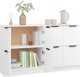 vidaXL Komody, 2 τεμάχια, λευκά, 60x30x70 εκ, υλικό από ξύλο