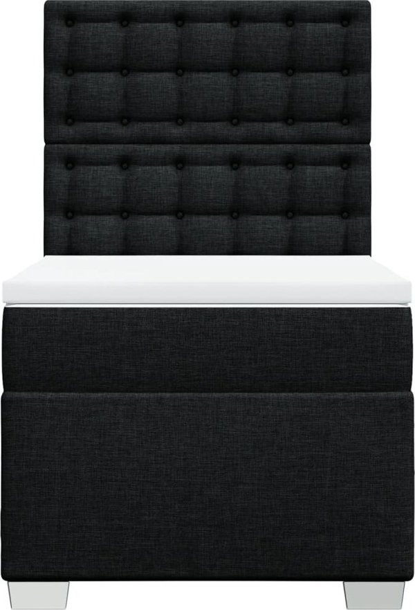 vidaXL Κρεβάτι kontynentalne με στρώμα, μαύρο, ύφασμα, 80x200 cm