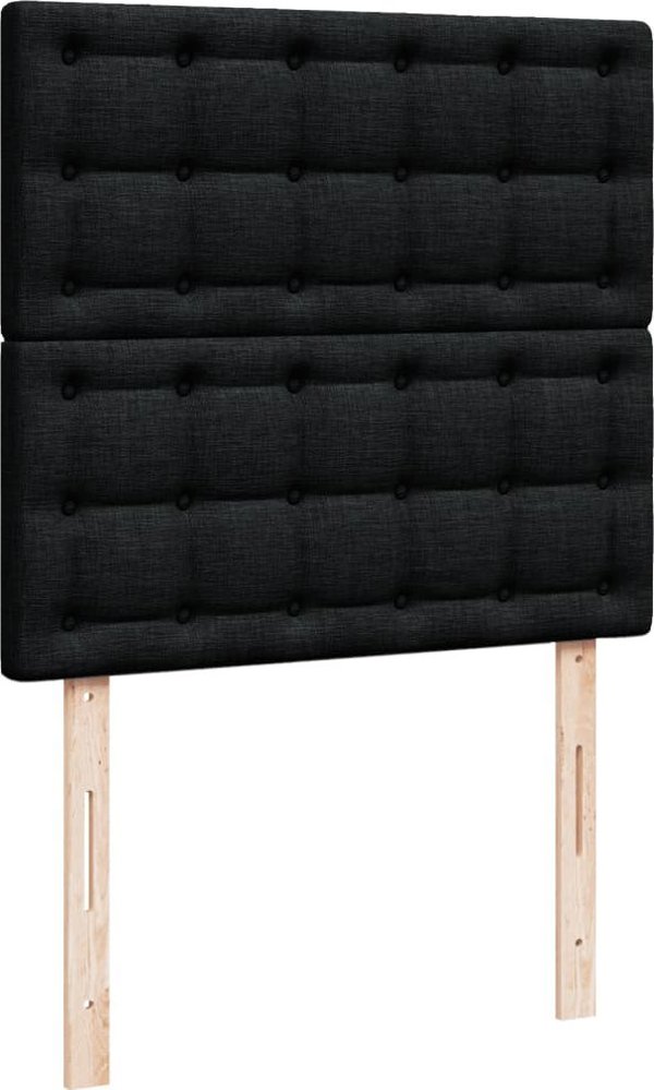 vidaXL Κρεβάτι kontynentalne με στρώμα, μαύρο, ύφασμα, 80x200 cm