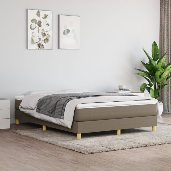 vidaXL Λάτζικο Κρεβάτι με Στρώμα, Taupe, Υφασμάτινο, 140x190 εκ.
