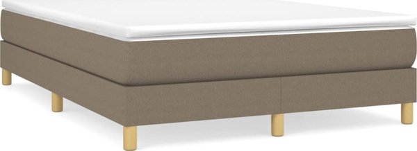 vidaXL Λάτζικο Κρεβάτι με Στρώμα, Taupe, Υφασμάτινο, 140x190 εκ.