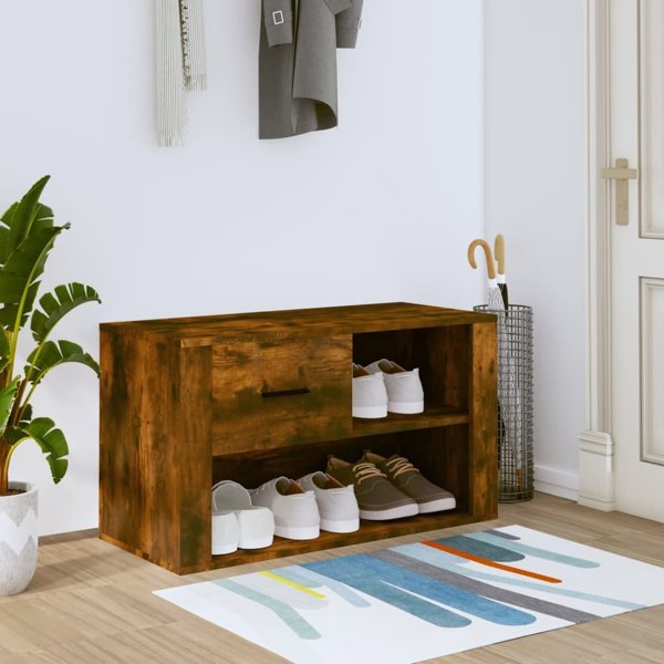 vidaXL Ντουλάπι παπουτσιών, καπνισμένη δρυς, 80x35x45 cm