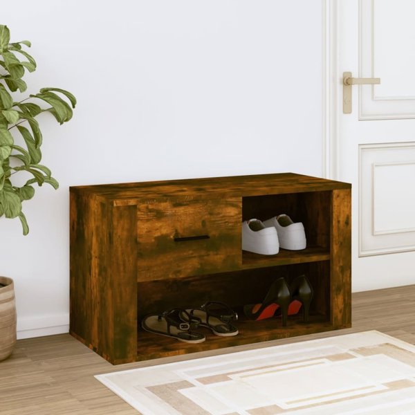 vidaXL Ντουλάπι παπουτσιών, καπνισμένη δρυς, 80x35x45 cm