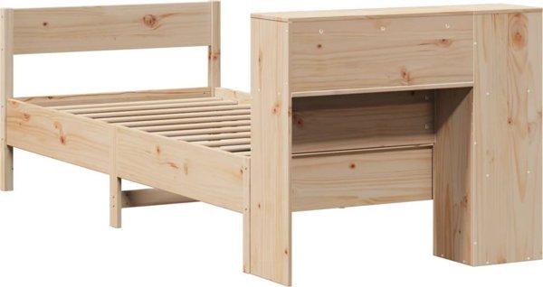vidaXL Κρεβάτι με ράφι, χωρίς στρώμα, 75x190 εκ., ξύλο πεύκου