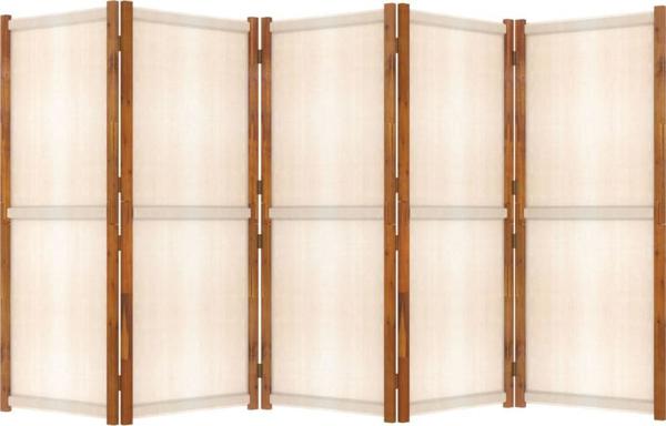 vidaXL vidaXL Parawan 5-panelowy, kremowy, 350 x 180 cm