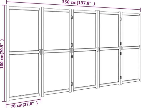 vidaXL vidaXL Parawan 5-panelowy, kremowy, 350 x 180 cm