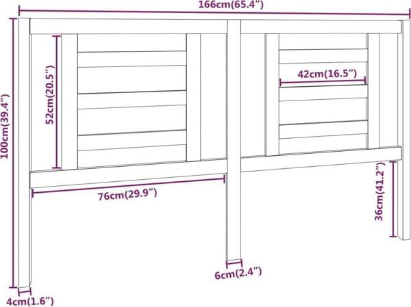 vidaXL Κεφαλάρι κρεβατιού, 166x4x100 εκ., μασίφ πεύκο