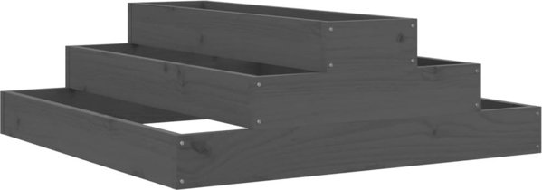 vidaXL Donica, szara, 80x80x27 cm, lite drewno sosnowe