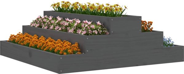 vidaXL Donica, szara, 80x80x27 cm, lite drewno sosnowe