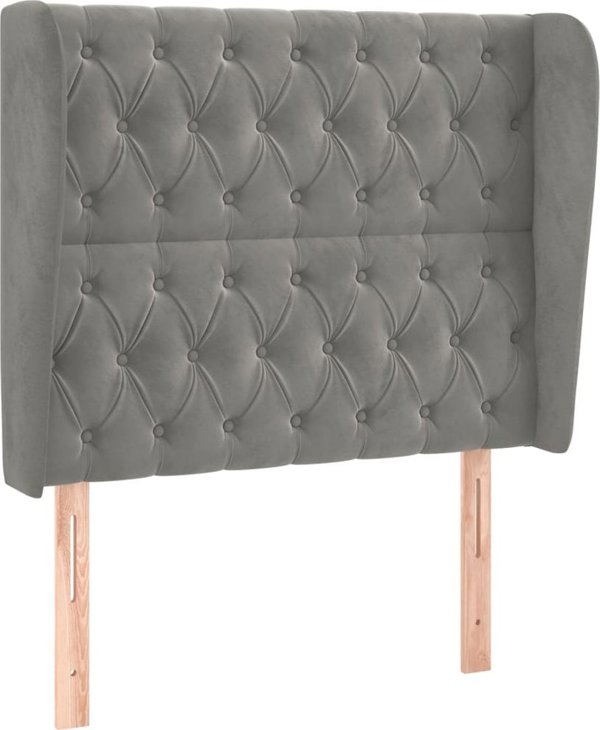 vidaXL Zaglówek uszak, jasnoszary, 103x23x118/128 cm, aksamit