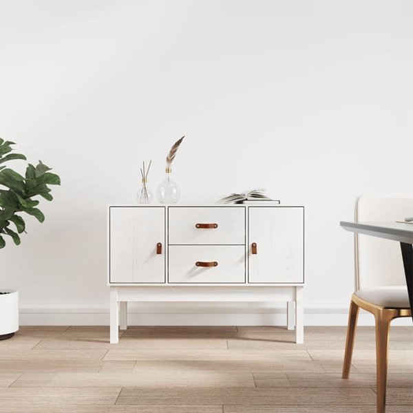 vidaXL Ντουλάπι, λευκό, 110x40x78 cm, μασίφ πεύκο