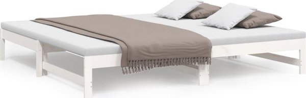 vidaXL Συρόμενο κρεβάτι, λευκό, 2x(100x200) cm, ελαφρύ ξύλο πεύκου