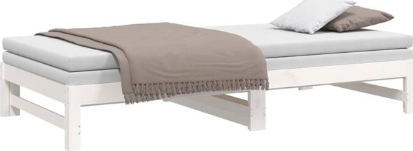 vidaXL Συρόμενο κρεβάτι, λευκό, 2x(100x200) cm, ελαφρύ ξύλο πεύκου