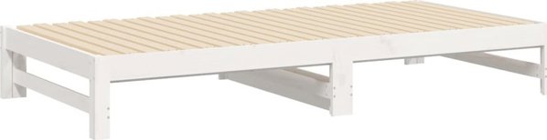 vidaXL Συρόμενο κρεβάτι, λευκό, 2x(100x200) cm, ελαφρύ ξύλο πεύκου