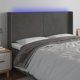 vidaXL Κεφαλάρι Κρεβατιού με LED, Σκούρο Γκρι, 203x16x118/128 cm, Βελούδο