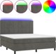 vidaXL Κρεβάτι κοντινεντάλ με στρώμα και LED, γκρι βελούδο, 180x200 εκ.