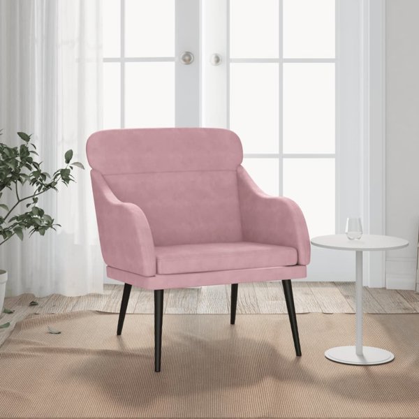 vidaXL Πομπέ πολυθρόνα, ροζ, 63x76x80 cm, επενδεδυμένη με βελούδο