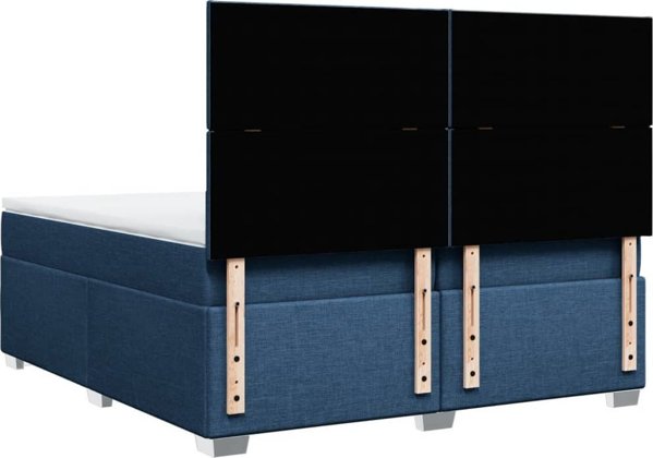 vidaXL Κρεβάτι Continental με Στρώμα Μπλε Ύφασμα 200x200 cm
