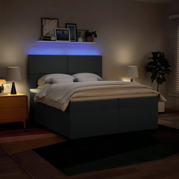 vidaXL Κρεβάτι Continental με Στρώμα Μπλε Ύφασμα 200x200 cm
