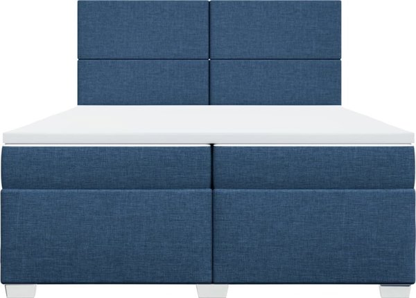 vidaXL Κρεβάτι Continental με Στρώμα Μπλε Ύφασμα 200x200 cm