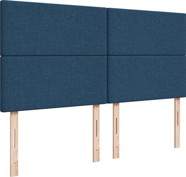 vidaXL Κρεβάτι Continental με Στρώμα Μπλε Ύφασμα 200x200 cm