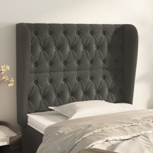 vidaXL Κεφαλάρι uszak, σκούρο γκρι, 93x23x118/128 εκ., βελούδο